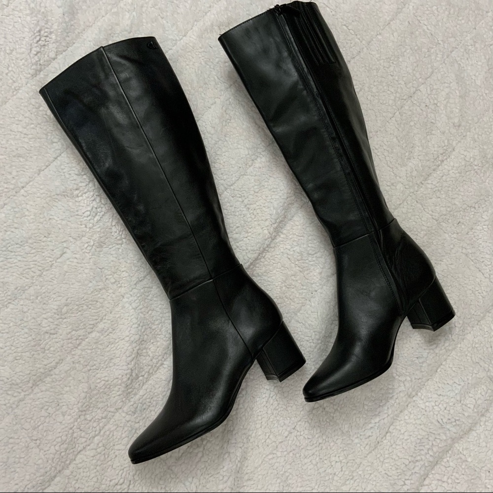 Calvin Klein Freeda Knee High Black Leather Boots